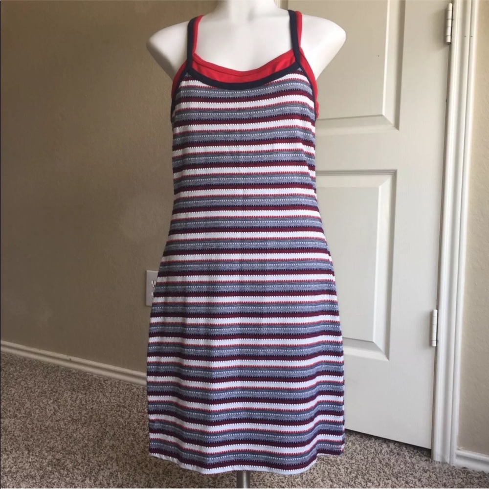 NEW Vintage Red White Blue Faux Layer Tank Dress